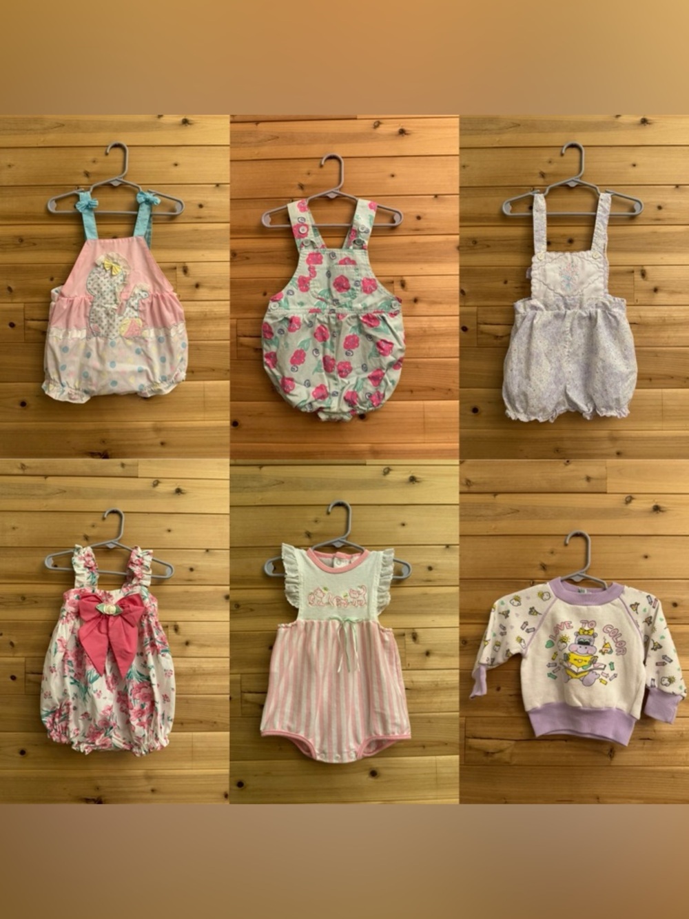 Vintage Bundle 90’s 12-18M Floral Coquette Colorful Romper Bow Frilly Pink